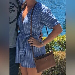 Blue & white linen jumpsuit